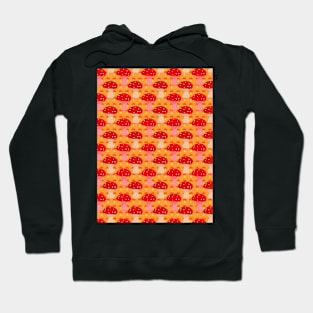 Pixel Mushroom Pattern - Orange Background Hoodie